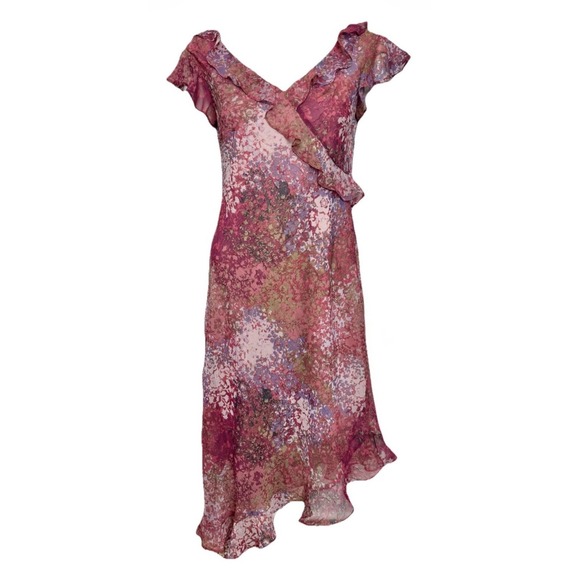 Breakin' loose Dresses & Skirts - Y2K Dress 7/8 Pink Floral Chiffon Ruffle Whimsigoth Grunge Fairycore Coquette